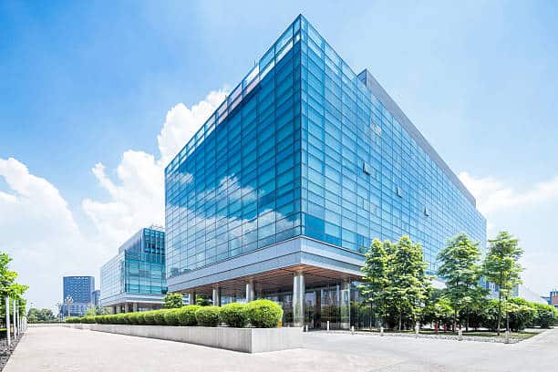 Glass building in commercial real estate industry